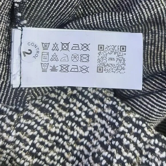 Zara Women Textured Wide Leg Pant Small Tweed Metallic Thread Gold Button - Picture 9 of 10